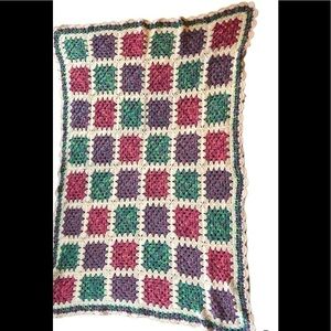 Grandma’s Handmade Jewel Tone Throw Lap Granny Square Afghan Roseanne 55X35”